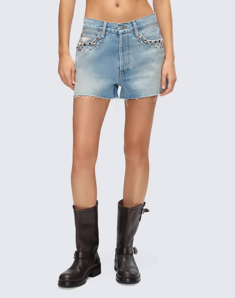 NEW RE/DONE women's the breezy short in aged worn blue